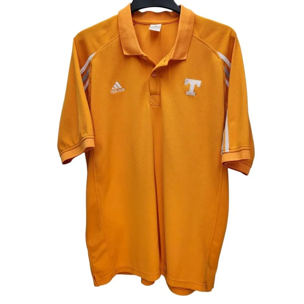 Adidas Tennessee Vols Polo Shirt Mens XL Orange White Short Sleeves Football